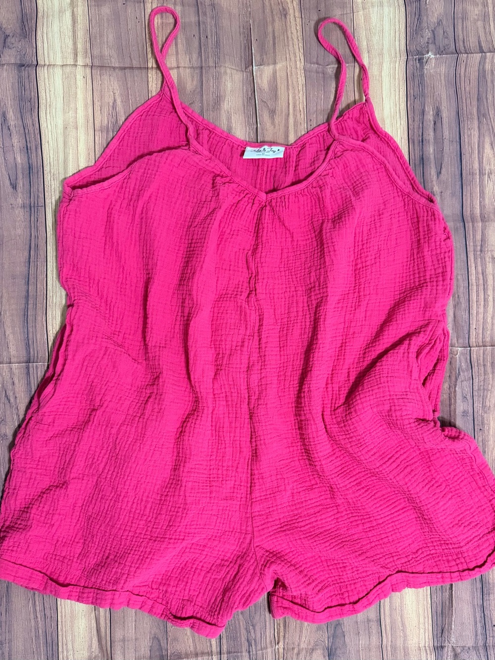 Bright Pink Textured Spaghetti-Strap Camisole